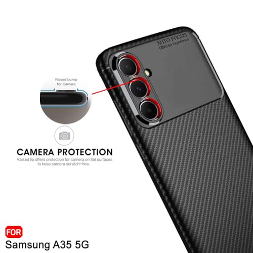 Image of TheGiftKart Rugged Carbon Fibre for Samsung Galaxy A35 5G Armor Back Cover Case | Shockproof & Protective | Stunning Minimalist Design Back Case Cover for Samsung Galaxy A35 5G (TPU, Black)