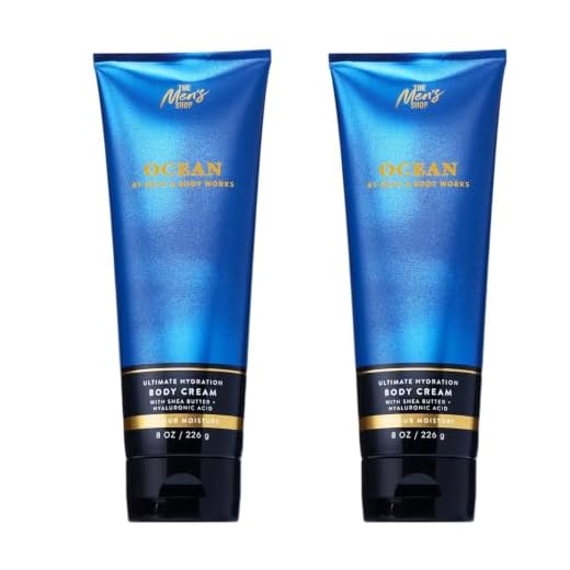 Bath & Body Works Men’s Body Cream, Ocean Scent, Ultimate Hydration Moisturizer with Shea Butter & Hyaluronic Acid for Dry Skin, Coastal Air & Cypress Scent, 8 oz - 2 Pack