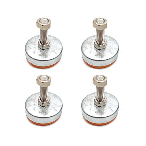 Leveling Feet,4-Pack, Leg Leveler 2.4" Base,M12 Thread,780 Lb Capacity for Workbench, Machine, Cabinet, Heavy Duty Applications Nylon Stainless Steel Orange Legs for Furniture D60xM12x50
