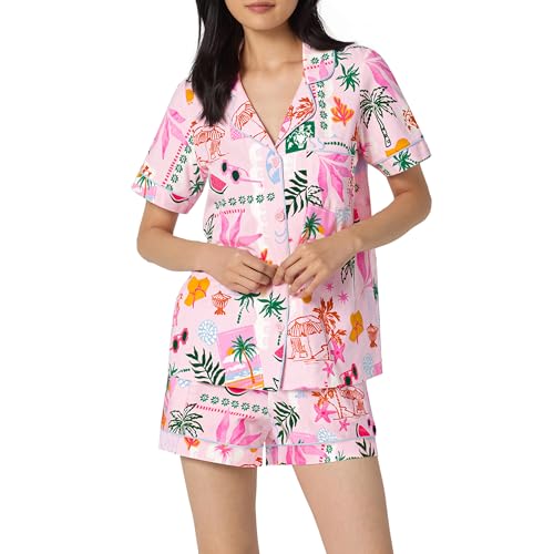 Image of Bed Head PJs Womens Matching Pajamas - Soft Organic Short Sleeve Button Down PJ Shirt & Shorts Set - Sleepwear & Loungewear
