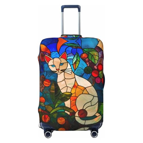 Stained Glass Cat Art Travel Luggage Covers - Elasticity Suitcase Covers Protector for Luggage 18-32 Inch