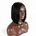 Produktbild Natürlicher Look 1B # schwarz synthetische Lace Front Perücken Schulter Länge Haarschnitt für Damen schwarz kurz gerade bob Haar Jet Schwarz Farbe hitzebeständig Faser 35,6 cm Haar