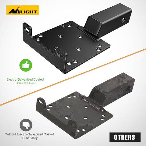 Image of Nilight Universal Trailer Hitch Winch Mounting Plate with 2'' Receiver Hitch Winch Bracket Winch Mounting Heavy Duty Steel 3600Lbs for ATV UTV SUV Truck Pickup Lawn Garden Equipment