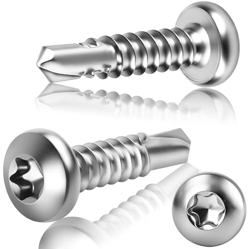 60 tornillos de perforación 410, cabeza alomada, tornillos autorroscantes, M4,8 x 50 mm, cabeza redonda, tornillos autorroscantes de acero inoxidable para techo de metal