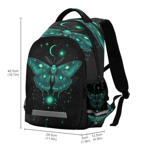Luna Moth with Moon Backpack for Boys Girls Kids Elementary Bookbag School Bag Students Daypack Travel Rucksack3