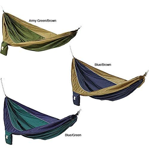 Hammaka Parachute Silk Lightweight Portable Double Hammock In Blue / Brown #TOP3