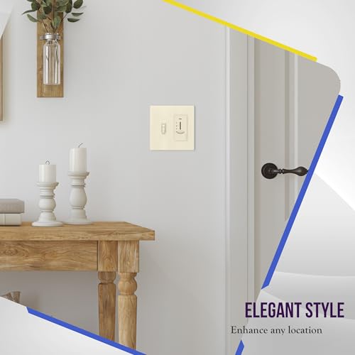 Image of ENERLITES Combination Toggle /Decorator Light Switch Plate, Double Switch Wall Plate, Standard Size 2-Gang 4.68 inch x 4.73 inch, Polycarbonate Thermoplastic, Gloss Finish, SI881131-LA, Light Almond