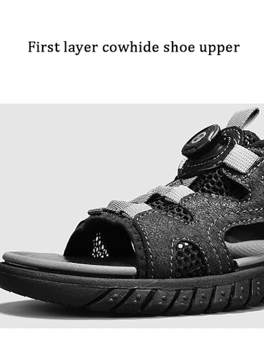 Men's Casual Sandals Leather Non-Slip Adjustable Flat Bottom Slippers Summer Outdoor Beach Shoes3