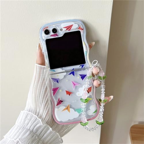 Étui de luxe Samsung Galaxy Z Flip 3 rigide avec cordon perles kawaii