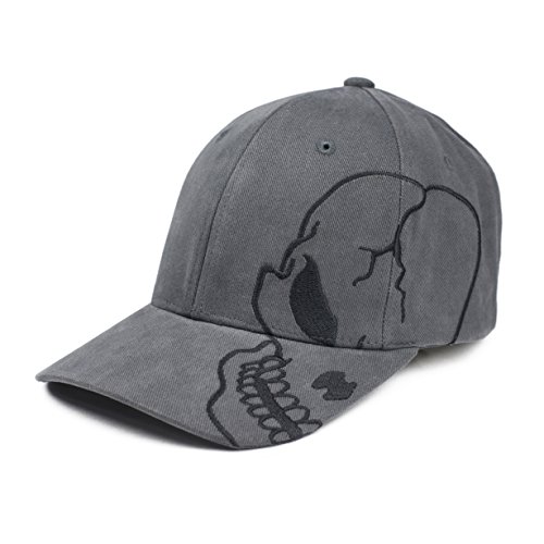 MAGIC Apparel Giant Skull Skeleton Baseball Cap (One Size, Charcoal Grey/Black)