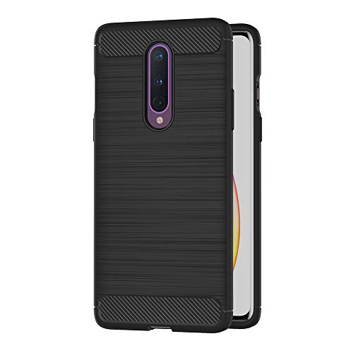 AICEK Hülle Compatible OnePlus 8 Schwarz Silikon Handyhülle für OnePlus 8 Schutzhülle Karbon Optik Soft Hülle (6,55 Zoll)