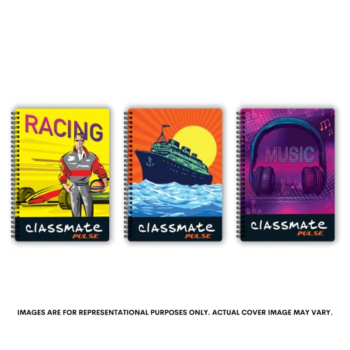 Image of Classmate - Notebook | 72 Pg | | 24.0cm x 18.0cm | Pack of 4 | Ruled Notebook for School Students & Pulse Single Subj Spiral Notebook-Pack Of 1||200 Pg|24.0Cm X 18.0Cm|Attractive Cvr Designs|Sft C...