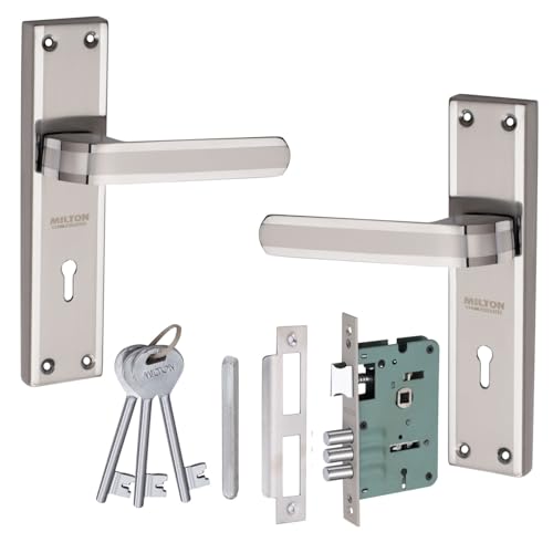 Image of Milton 7 Inch Stainless Steel Two Tone Mortise Lock Set- MSS-New Hockey