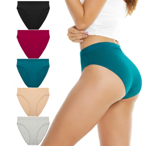 Image of Women Cotton Underwear Hi-Cut Briefs 5-Pack