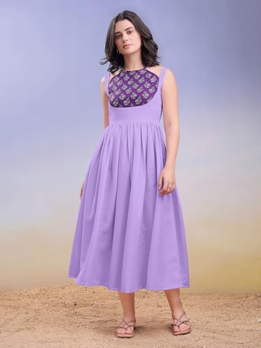 Image of PURVAJA Women's Midi Cotton Blend Dress (Floe-246-250)