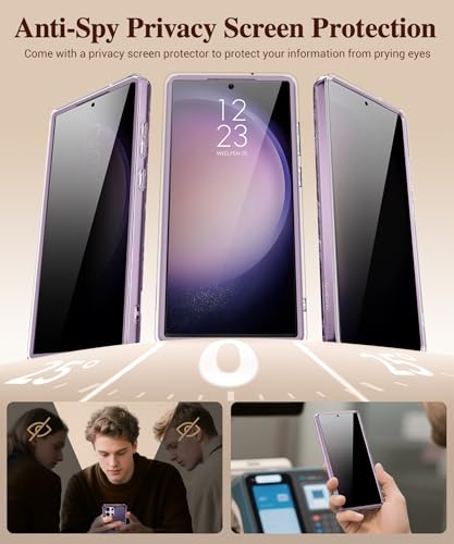 Image of GVIEWIN for Samsung Galaxy S23 Ultra Case, [Slide Camera Cover & Built-in Anti-Spy Privacy Screen Protector] [2 Front Frames] Shockproof Military Grade Marble Phone Case for S23 Ultra 6.8 inch (Quicksand)