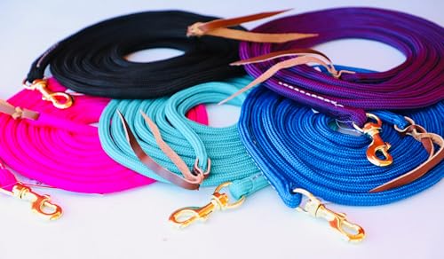 Star Point Horsemanship Miniature Horse Longe Line 14' Foot Heavy-Duty Yacht Rope Equine Lunge Line with Bolt Snap for Equestrian Training and Exercise (Teal)
