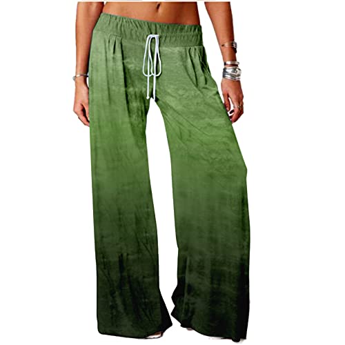 SIAOMA Women's Tie Dye Pants Plus Size Loose Pants Active Pants Trousers(Green Black,Medium)