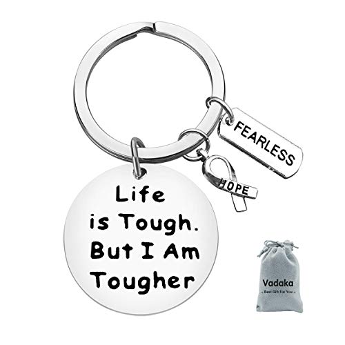 Vadaka Cancer Awareness Keychain Cancer Survivor Gift Cancer Fighter Gift Life Is Tough But I Am Tougher Keychain Cancer Awareness Inspirational Gift Recovery Jewelry For Her Him #TOP6
