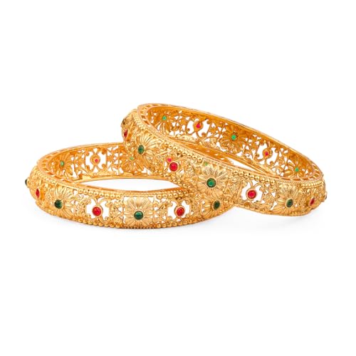 Image of Rubans Gold Plated Set of 2 Bangles Handcrafted Traditional Stylish Trendy Jewellery Gift for Women & Girls
