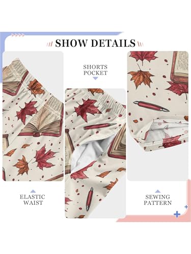 ZZKKO Maple Leaves and Book Pen Boys Pants for Kids Jogger Pants with Pockets S4