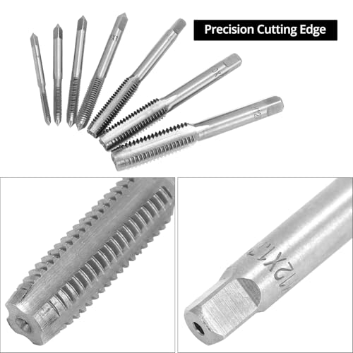 QWORK® 16 tlg Professionelles Gewindebohrer und Bohrerset, Gewindeschneidset, M3-M12 Gewindebohrer Satz, 7 Spiralbohrer HSS 2.5-10.2mm, Windeisen