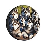 Fácil de usar: se puede instalar fácilmente por ti mismo, no se requieren otras herramientas, simplemente coloca la bonita cubierta de impresión de Huskys en tu rueda y sujeta la cuerda