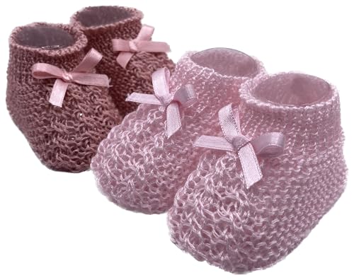 trookee Patucos Bebe Recien Nacido (Rosa y Rosa Oscuro, 0-6 Meses, Sistema tallas calzado EU, Bebé, Edad, mediano, 0 meses)