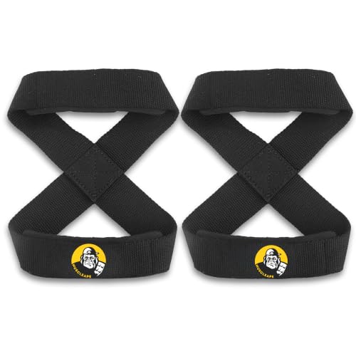 Image of Muscleape Weight Lifting Straps with Padded Wrist Support for Men & Women, Deadlift Straps for Gym, Grip Support Straps for Weightlifting, Pull Ups,Rows & Strength Training. (8 Dark)