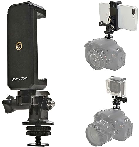 ホットシュー スマホ ＆ ウェアラブルカメラ アタッチメント チルト 多機能 関節 アダプター DSLR 一眼レフ ミラーレス カメラ フラッシュマウント 取りつけ シュー ジョイント スマホホルダー ブラケット iPhone Android スマートフォン スポーツカメラに対応 Type:HSMA‐NBF