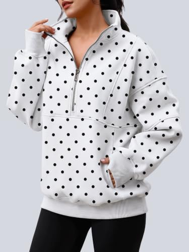 Image of AUTOMET Women's Quarter Zip Oversized Sweatshirt Fleece Mock Neck Pullover