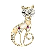 Fliyeong Premium Quality Vintage Gold Cat Brooch Pin Corsage Antique Imitation Opals Animal Brooches for Women Small Pin
