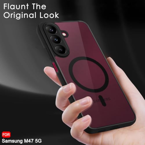 Image of TheGiftKart Hybrid Shockproof Back Cover Case for Samsung Galaxy M47 5G Compatible with MagSafe | Hard Back Cover Case for Samsung Galaxy M47 5G (PC & TPU, Translucent Smoke Matte Back, Black Sides)