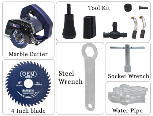 Image of OEM Marble Cutter 4-Inch 1240W | Includes Blade, Tool Kit, Accessories | High-Speed Cutting Machine for Marble, Granite, and Wood | Portable Electric Circular Saw for Precise Cuts | CM4