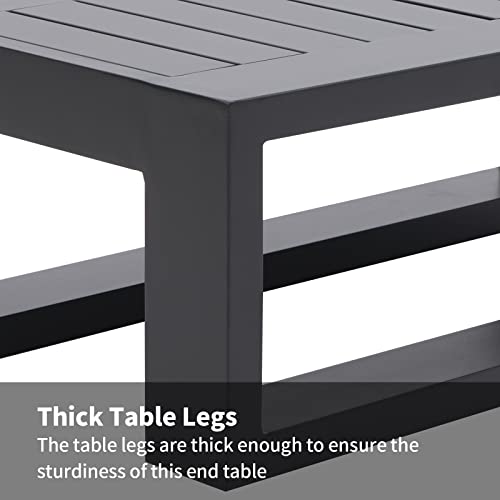 Lebenliebe Patio Side Table Aluminum Outdoor End Tables For Outside Small Rectangle Coffee Table Patio Furniture For Garden Backyard, Grey Frame #TOP5