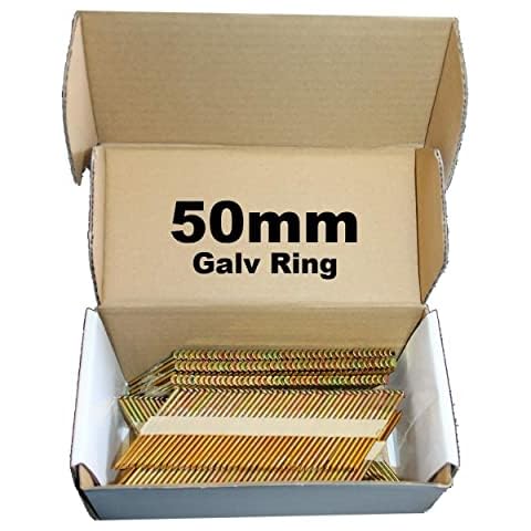 1000 x 50mm Galvanised Ring Framing Nails,Clipped D-Head, for DEWALT 18v Cordless DCN692 Cover