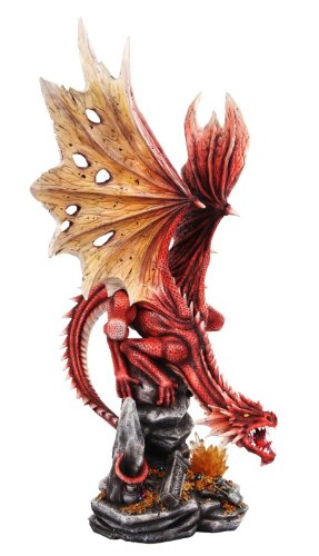 Statue dragon rouge 49,5 cm cadeau idéal pour passionné