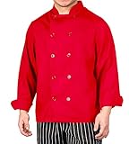 Red Lightweight Long Sleeve Chef Coat - XL
