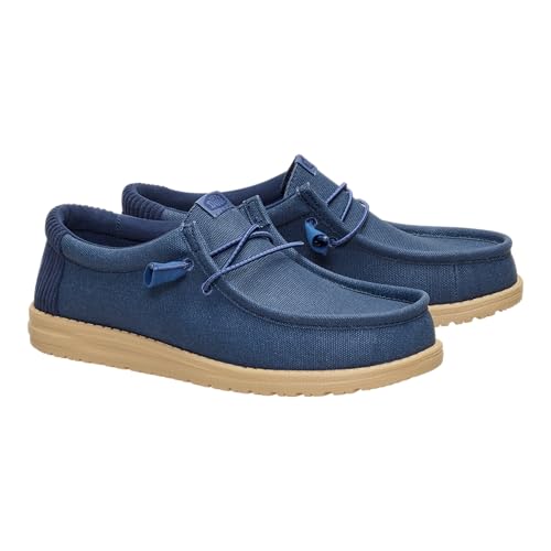 image for HEYDUDE Wally Waxed Casual Navy Size 10, Men’s Shoes, Slip-on Loafer