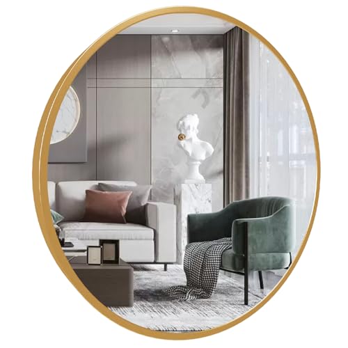 Marctani Espejo Redondo con Marco de Metal - Espejos Decorativos de Pared Elegante y Moderno - Espejo Entrada Recibidor - Ideal para Decoracion de Baño, Salon y Entraditas Recibidores