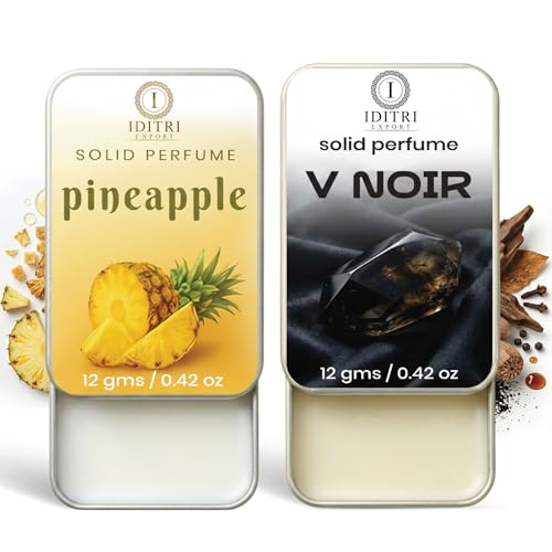 Image of IDITRI EXPORT Solid Perfume |pineapple&V Noir Alcohol Free Wax Perfume Balm, Long Lasting | Pocket Tin 12g, Pack Of 2| Non Greasy Smooth Glide, Travel Friendly Men And Women