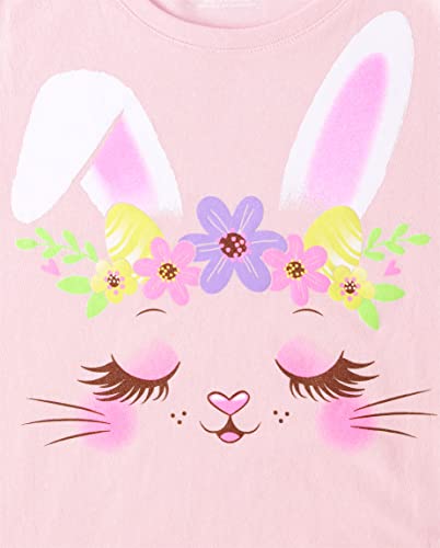 The Children's Place Girls' Short Sleeve Graphic T-Shirt, Rose Bunny Face, X-Large #TOP1