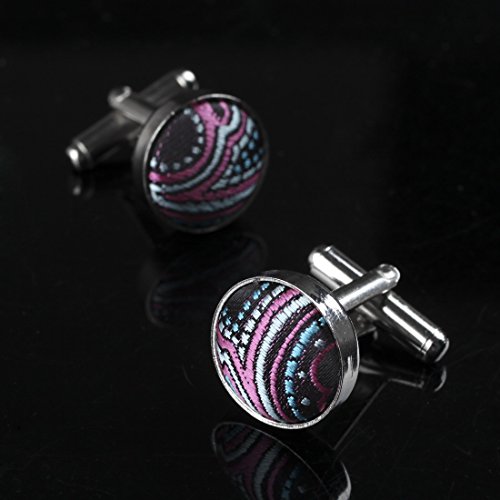 Dan Smith DHDB0005 Multicolored Cufflinks Microfiber Perfect 5 Pairs of Patterns Cufflinks Set