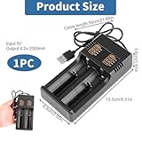 18650 Battery Charger,Fast Dual Charge for 3.7V/3.6V Li-ion Rechargeable Batteries 18650 18500 18490 18350 17670 17500 16340(RCR123) 14500 26650 22650 with USB Cable - Image 2