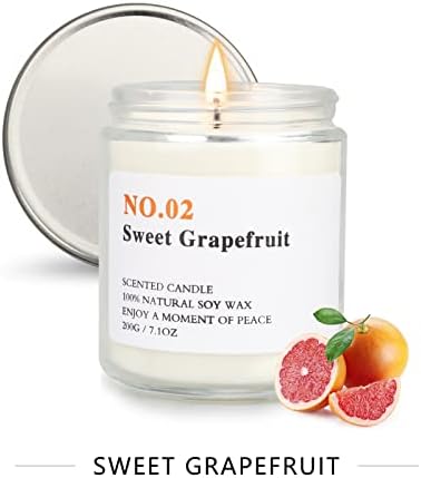 Koxly Scented Candle of Sweet Grapefruit, 100% Natural Soy Wax, 50 Hours Burning Time, Candles Gifts for Women, Candle Presents for Her, New Home, New Year, Wedding, Mothers'Day and Valentine's Day