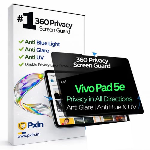 Image of Pxin Tablet Privacy Guard compatible with Vivo Pad 5e | Privacy screen protector | Anti Glare | Anti Spy Screen | Reduces blue light | 360 degree Privacy Screen | Eye Protection