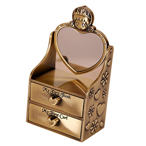 Beatifufu Tooth Box and Curl Metal Keepsake Case for First Tooth and Fetal Hair Storage Creative Present for Newborn Memory Durable Design for Growth Recording