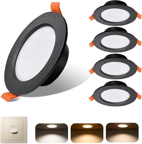 Spot LED encastré 7W noir ultra fin IP44 pour salle de bain