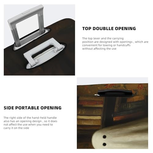 Cute Ghost Black Cat Bookshelves Vintage Aesthetic Elastic Travel Luggage Covers Dustproof Scratch-Resistant Suitcase Protector Fit 22-24 Inch3