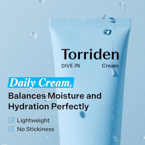 Torriden DIVE IN Cream 80ml (2.71 fl. oz.) | Facial Moisturizer for Sensitive, Oily Skin | Lightweight and Moistrul Creamy Texture | Hyaluronic Acid Cream, Allantoin